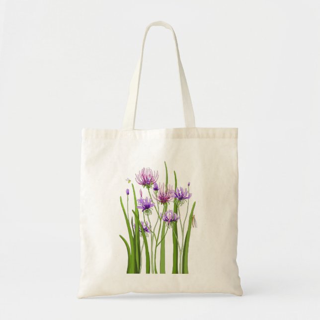 Purple Flowers und Bugs Tote Bag Tragetasche (Vorne)