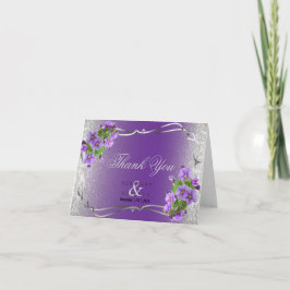 Purple Flowers und Silver Glitzer - Vielen Dank Dankeskarte