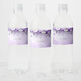 Purple Flowers Water Bottle Label Wasserflaschenetikett