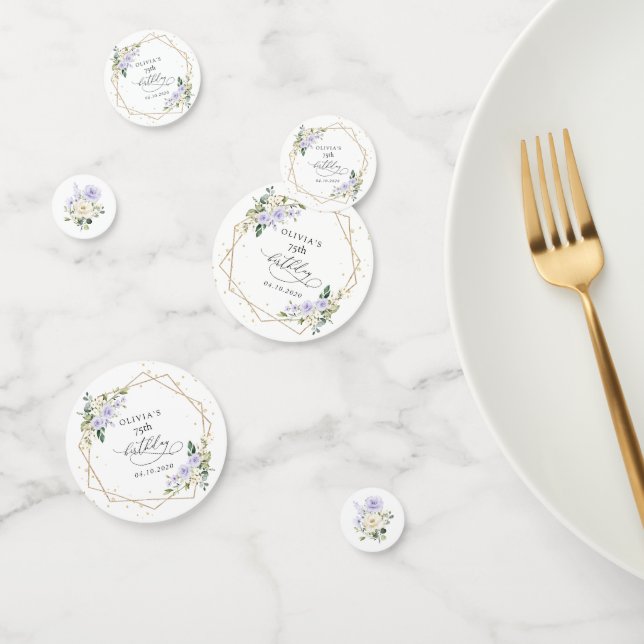 Purple Flowers, White Flowers, Greenery, Birthday Konfetti (Gruppe)