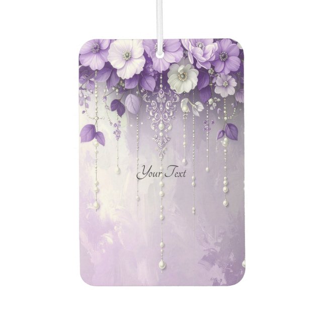 Purple Flowers with Dangling Pearls Air Freshener Autolufterfrischer (Vorderseite)