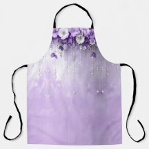 Purple Flowers with Dangling Pearls  Apron