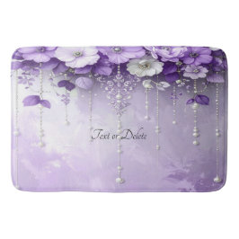 Purple Flowers with Dangling Pearls Bath Mat Badematte