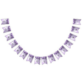 Purple Flowers with Dangling Pearls Bunting Flag Wimpelkette