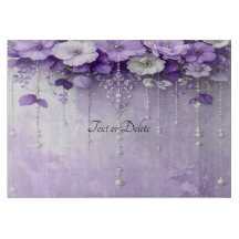 Purple Flowers with Dangling Pearls Cutting Board