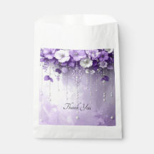 Purple Flowers with Dangling Pearls Favor Bag