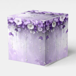 Purple Flowers with Dangling Pearls Favor Box Geschenkschachtel