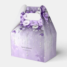 Purple Flowers with Dangling Pearls Favor Box Geschenkschachtel