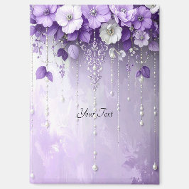 Purple Flowers with Dangling Pearls Magnet
