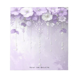 Purple Flowers with Dangling Pearls Notepad Notizblock