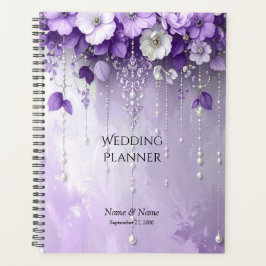 Purple Flowers with Dangling Pearls Planner Planer