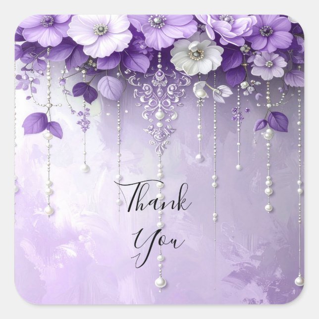 Purple Flowers with Dangling Pearls Sticker (Vorderseite)