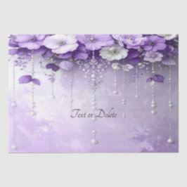Purple Flowers with Dangling Pearls Tissue Paper Seidenpapier