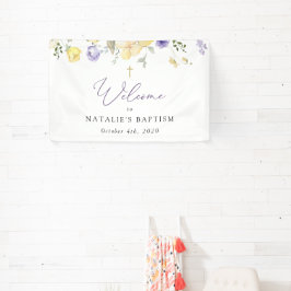 Purple Flowers, Yellow Flowers, Baptism Welcome Banner