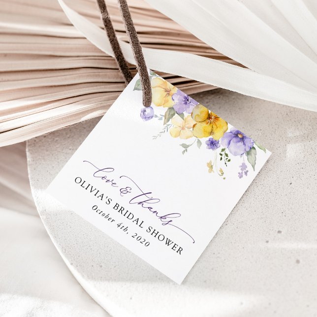 Purple Flowers, Yellow Flowers, Bridal Shower Geschenkanhänger (Von Creator hochgeladen)