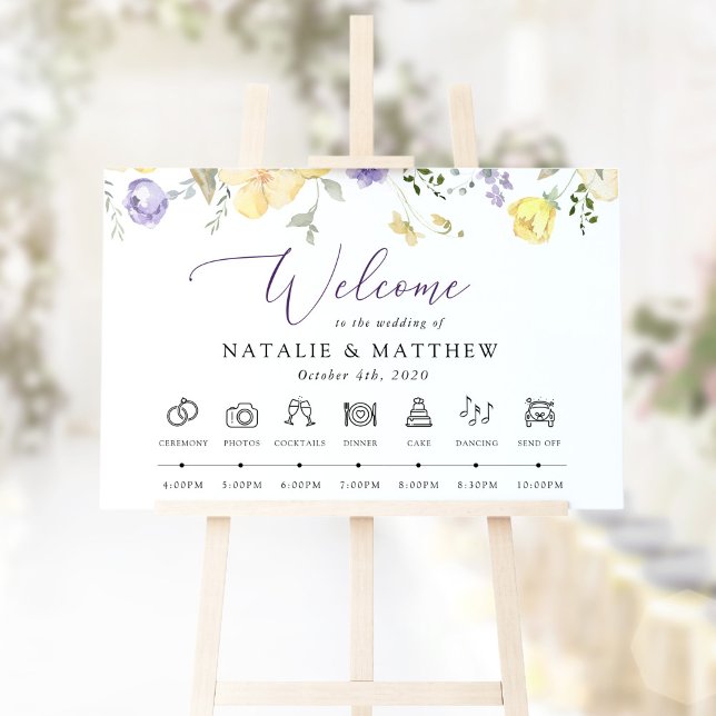 Purple Flowers, Yellow Flowers, Wedding Timeline Poster (Von Creator hochgeladen)