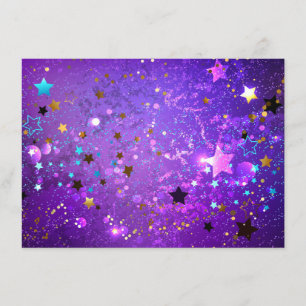 Purple foil background with Stars Begleitkarte