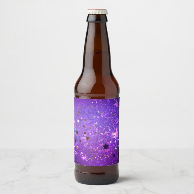Purple foil background with Stars Bierflaschenetikett (Vorderseite)