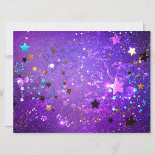 Purple foil background with Stars Einladung