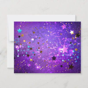 Purple foil background with Stars Einladung