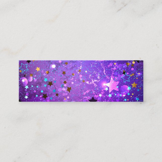 Purple foil background with Stars Mini Visitenkarte (Vorderseite)