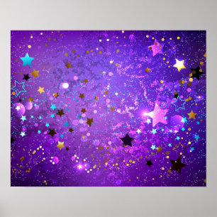 Purple foil background with Stars Poster