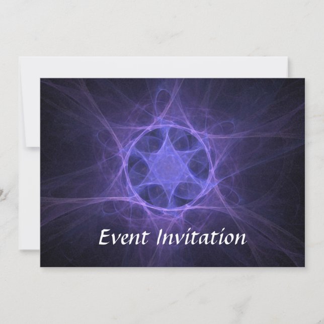 Purple Fractal Star of David Einladung (Vorderseite)
