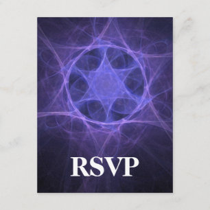 Purple Fractal Star of David RSVP Karte