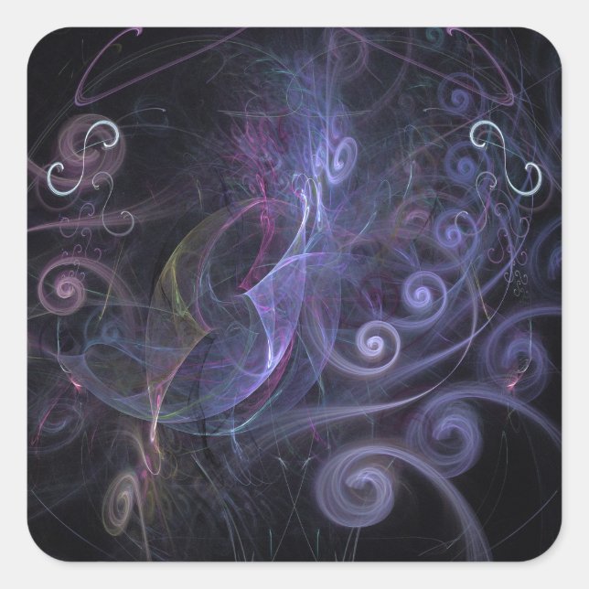 Purple fractals swirls quadratischer aufkleber (Vorderseite)
