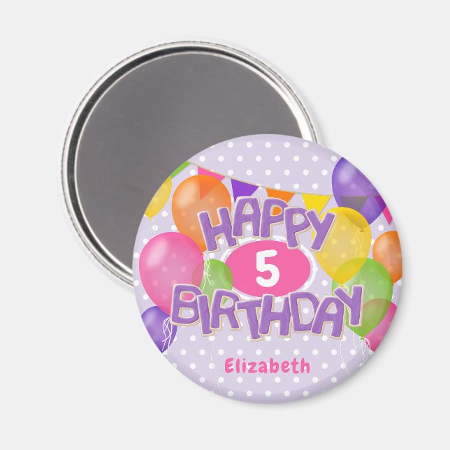 purple frosted cookies w balloons happy birthday magnet (Vorderseite/Rückseite)