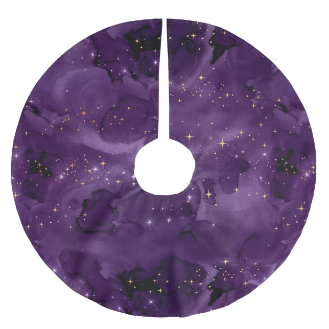 Purple Galaxy Series Design 8 Polyester Weihnachtsbaumdecke (Vorderseite)