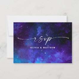 Purple Galaxy Wedding | Starry Night Celestial RSVP Karte