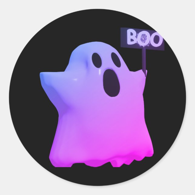 Purple ghost 3d runder aufkleber (Vorderseite)