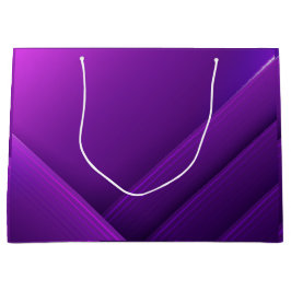 Purple gift bag with white handles and geometric  große geschenktüte
