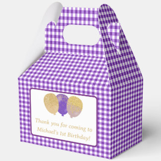 Purple Gingham Balloons Custom Photo Birthday Geschenkschachtel