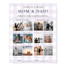 Purple Gingham How Old Were Mom and Dad Photo Game