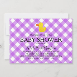 Purple Gingham Rubber Duckie Baby Shower Einladung