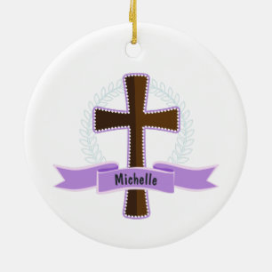 Purple Girl First Holy Communion Photo Keramik Ornament