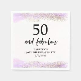 Purple Glitter Purple 50th Birthday Party  Serviette