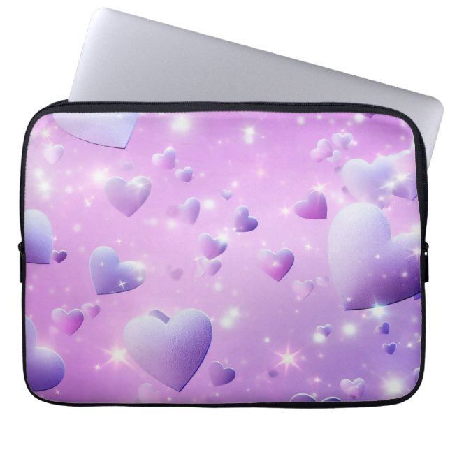 Purple Glow Heart Electronics Bag Laptopschutzhülle (Vorderseite)