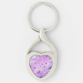 Purple Glow Heart Metal Keychain Schlüsselanhänger