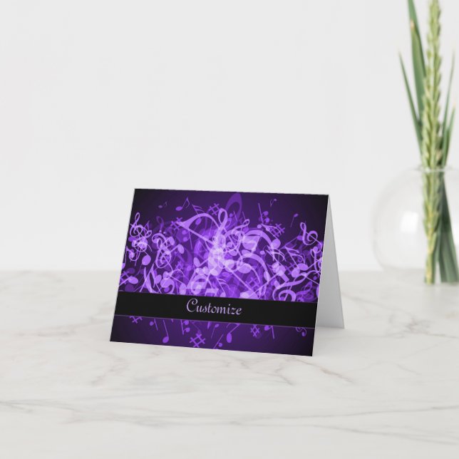Purple Glow Music Note Note Card Karte (Vorderseite)