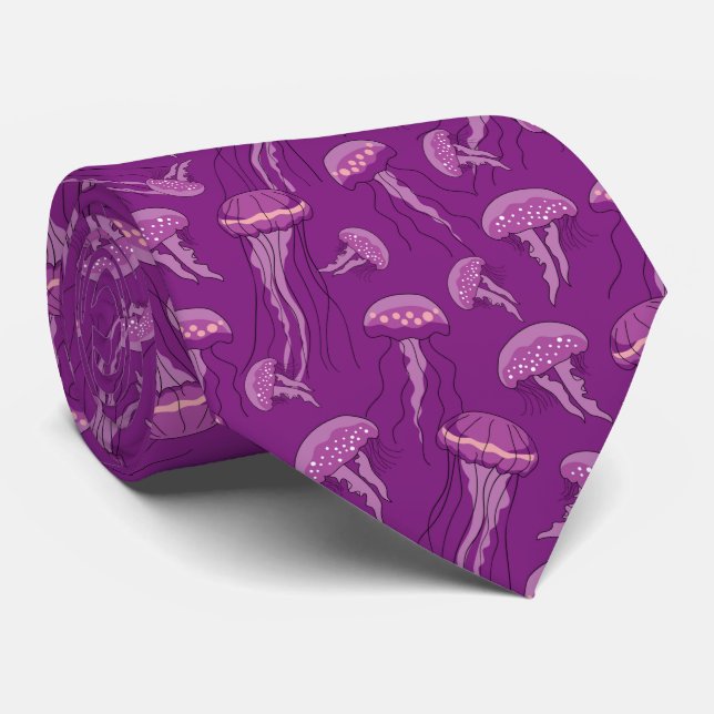 Purple glowing jelly fish pattern krawatte (Gerollt)