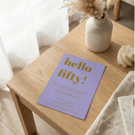 Purple Gold 50th Birthday Party Modern Typography Einladung