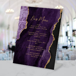 Purple Gold Agate Wedding Bar Menu Sockelschild