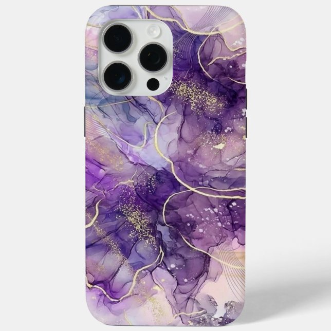 Purple & Gold Alcohol Ink iPhone Case (Rückseite)