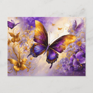 Purple & Gold Butterfly # 15 Postkarte