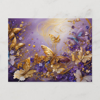 Purple & Gold Butterfly # 16 Postkarte