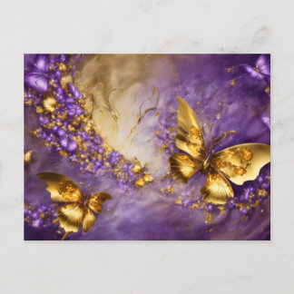 Purple & Gold Butterfly # 18 Postkarte