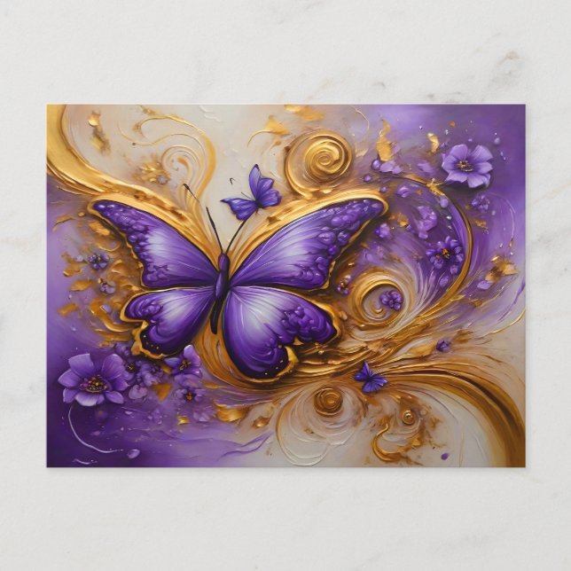 Purple & Gold Butterfly # 2 Postkarte (Vorderseite)